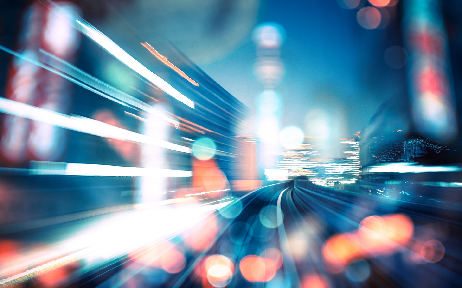 abstract motion-blurred view from the front of a train